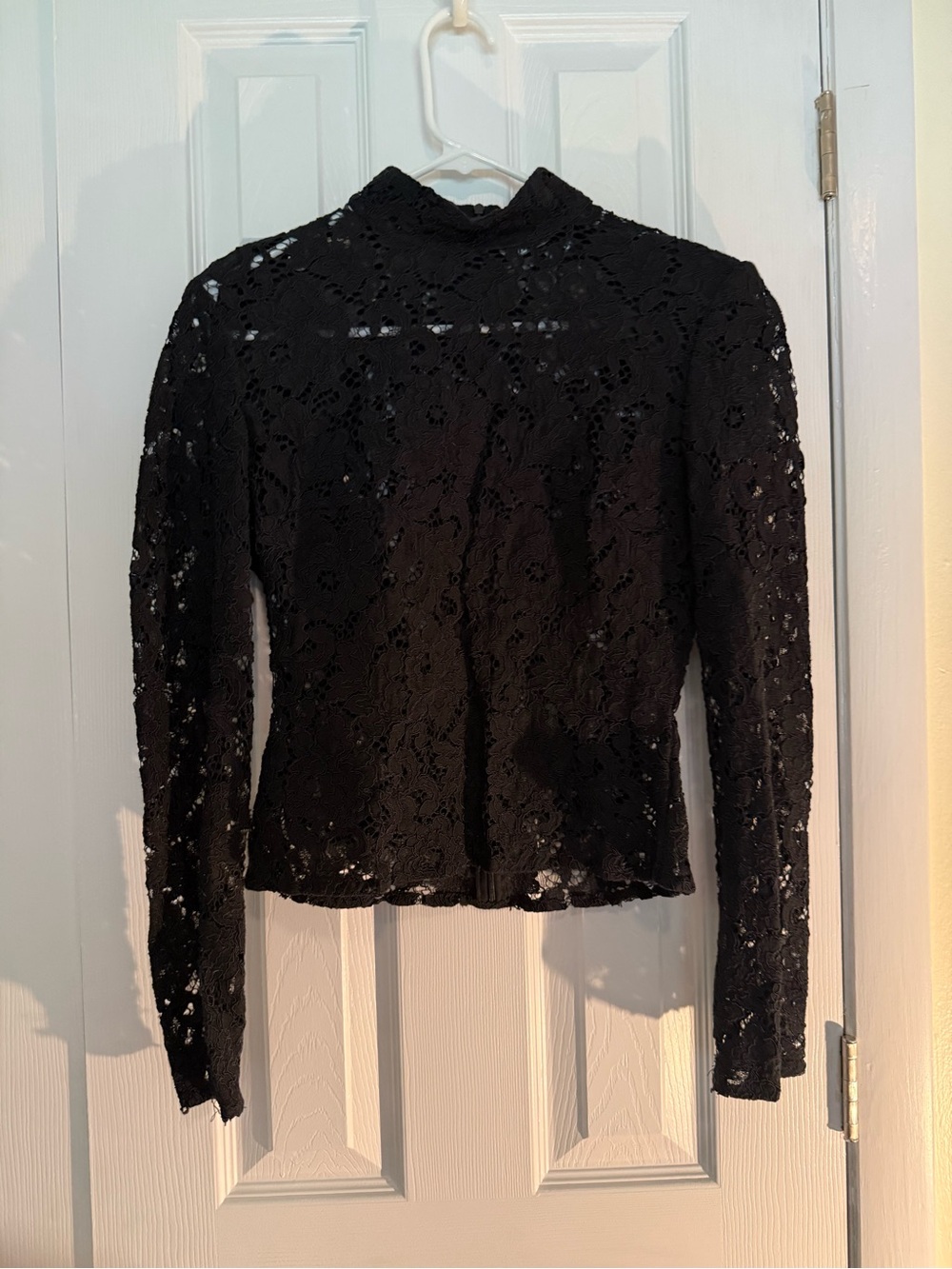 Zara Black Floral Lace Long-Sleeve Top